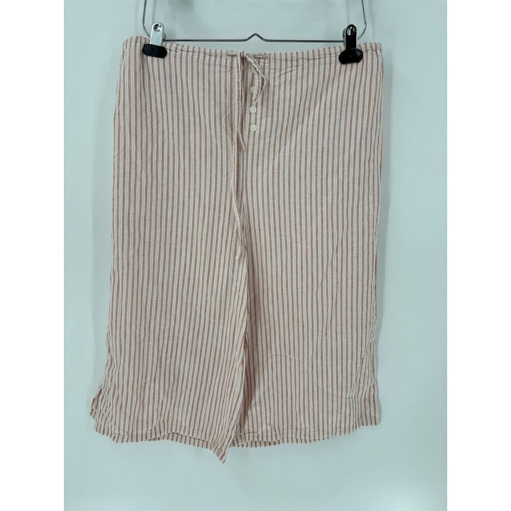 Xhilaration Pants Womens Large Red White Vertical Striped 100% Cotton Capris